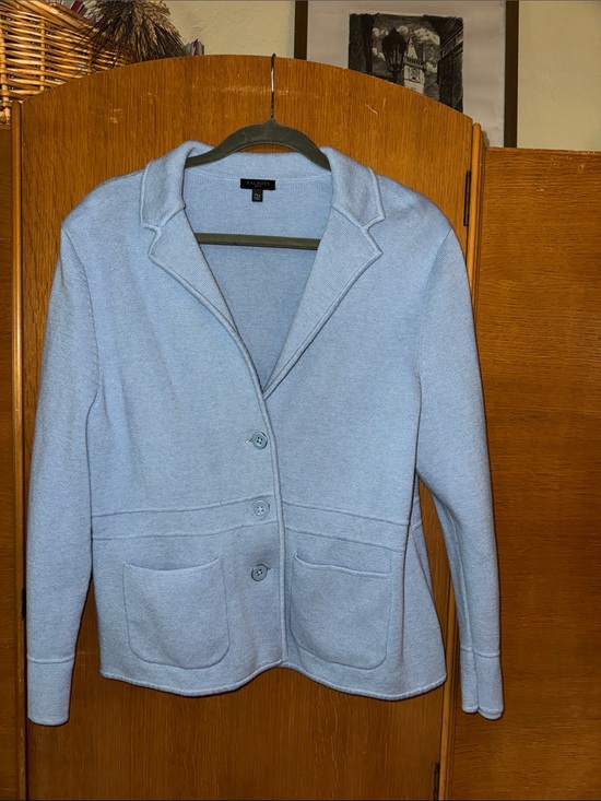 Talbots Jackets & Blazers - Talbots Pale Blue Notched-Collar Button Front Blazer